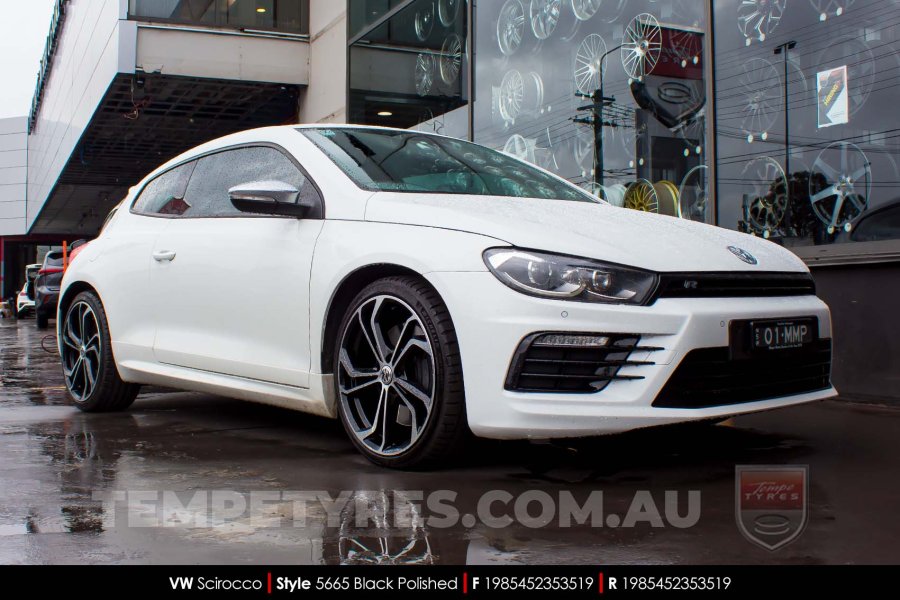 19x8.5 5665 Black Polished on VW Scirocco