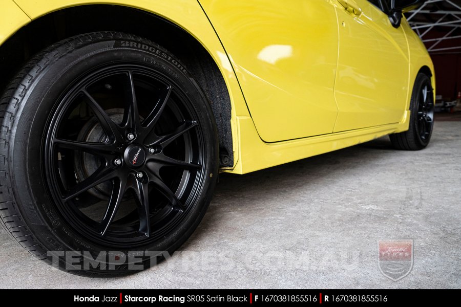 16x7.0 Starcorp Racing SR05 Satin Black on Honda Jazz