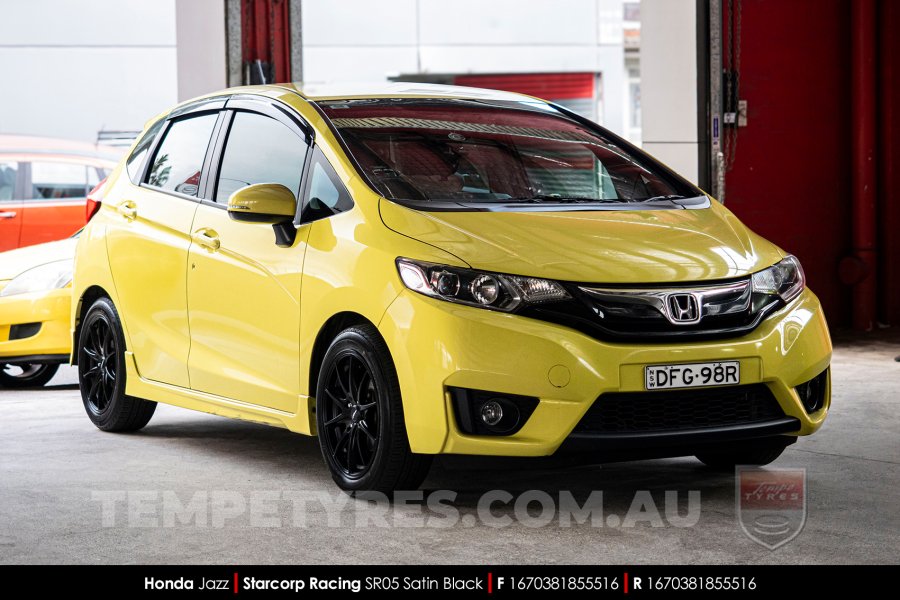 16x7.0 Starcorp Racing SR05 Satin Black on Honda Jazz