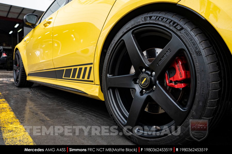 19x8.0 19x9.0 Simmons FR-C Matte Black NCT on Mercedes A-Class