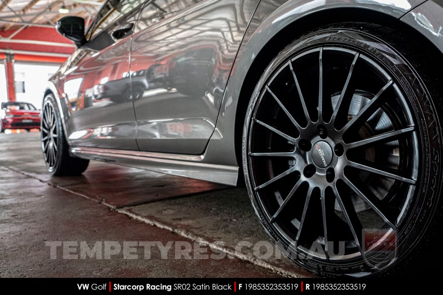 19x8.5 Starcorp Racing SR02 Satin Black on VW Golf R