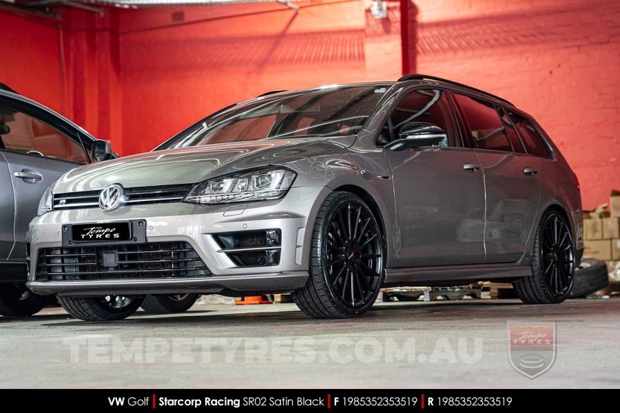 19x8.5 Starcorp Racing SR02 Satin Black on VW Golf R