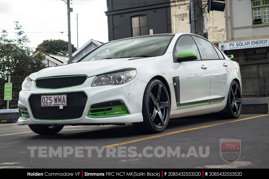 20x8.5 20x10 Simmons FR-C Satin Black NCT on Holden Commodore VF