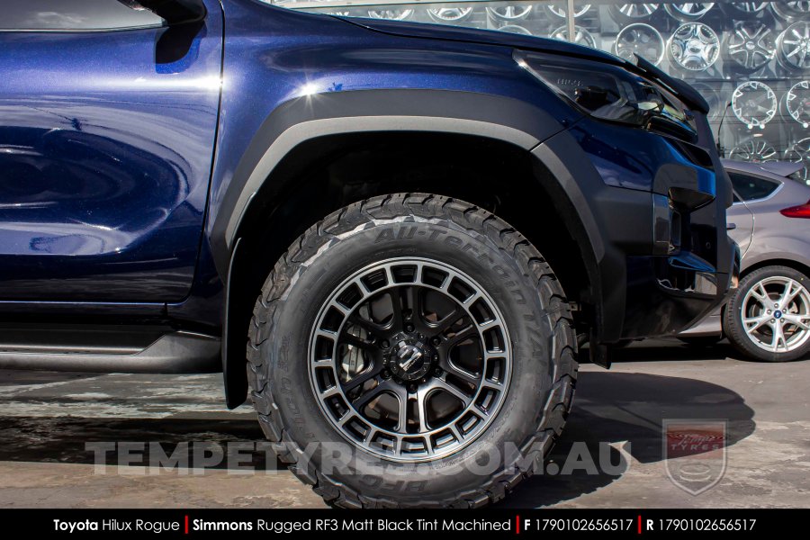 17x9.0 Simmons RUGGED RF3 Matt Black Tint Machined on Toyota Hilux