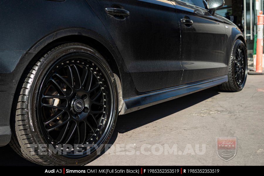 19x8.5 19x9.5 Simmons OM-1 Satin Black on Audi A3