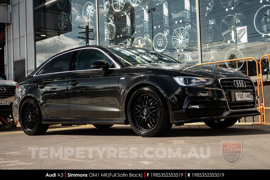 19x8.5 19x9.5 Simmons OM-1 Satin Black on Audi A3