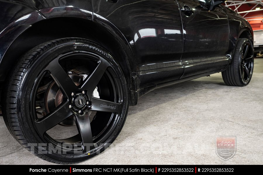 22x9.5 Simmons FR-C Full Satin Black NCT on Porsche Cayenne