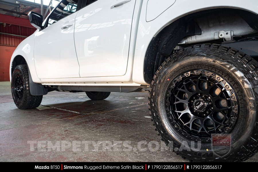 17x9.0 Simmons Rugged Extreme Satin Black on Mazda BT50
