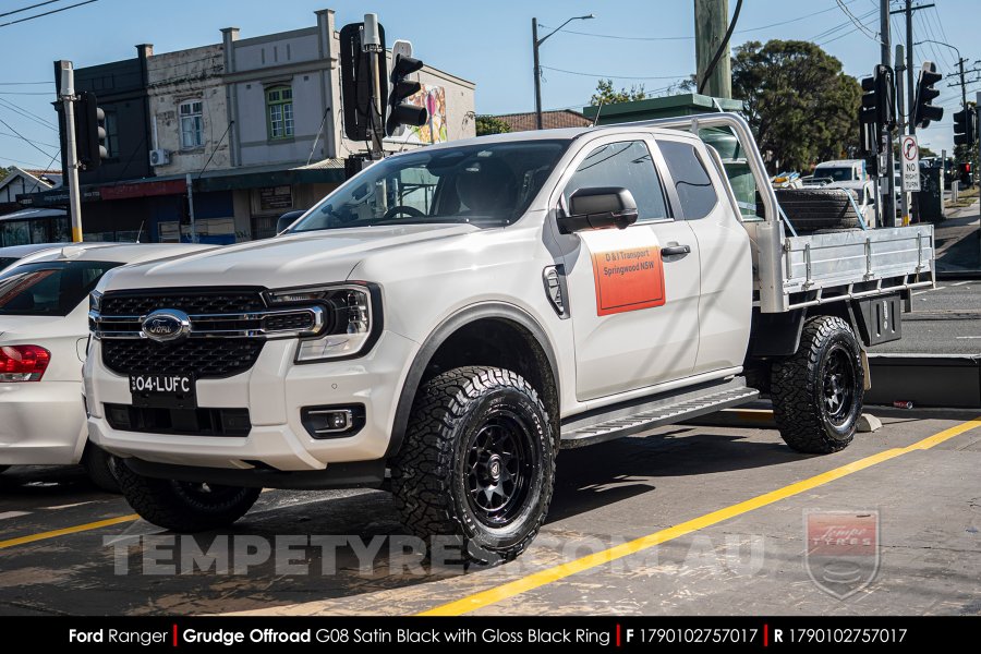 17x9.0 Grudge Offroad G08 Satin Black with Gloss Black Ring on Ford Ranger