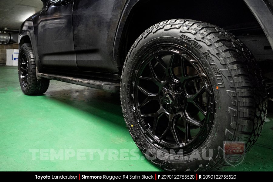 20x9.0 Simmons Rugged R4 Satin Black on Toyota Landcruiser