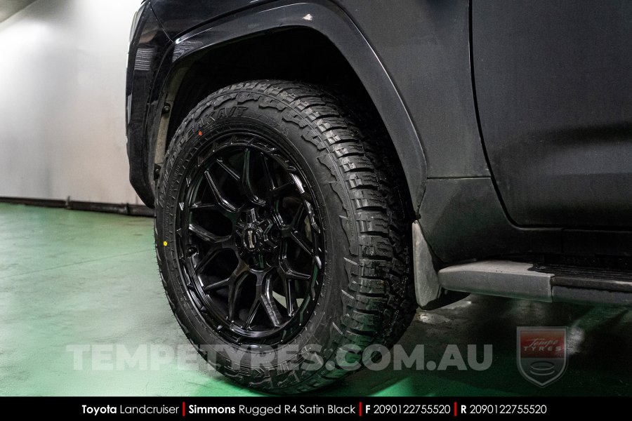 20x9.0 Simmons Rugged R4 Satin Black on Toyota Landcruiser