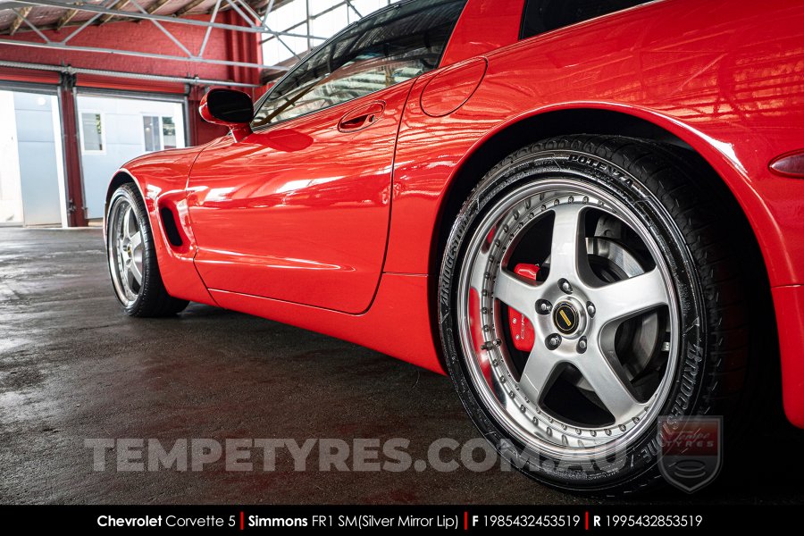 19x8.5 19x9.5 Simmons FR-1 Silver on Chevrolet Corvette