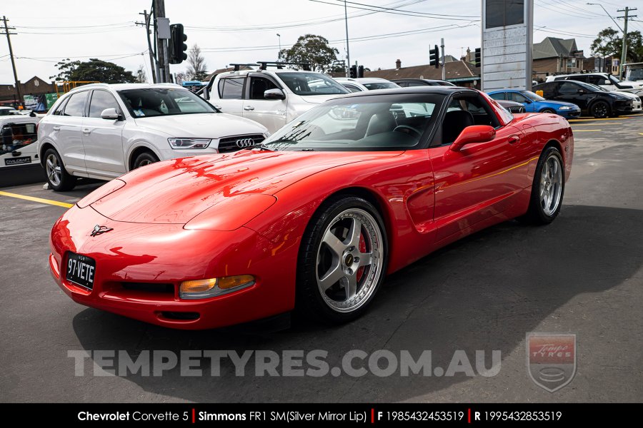 19x8.5 19x9.5 Simmons FR-1 Silver on Chevrolet Corvette
