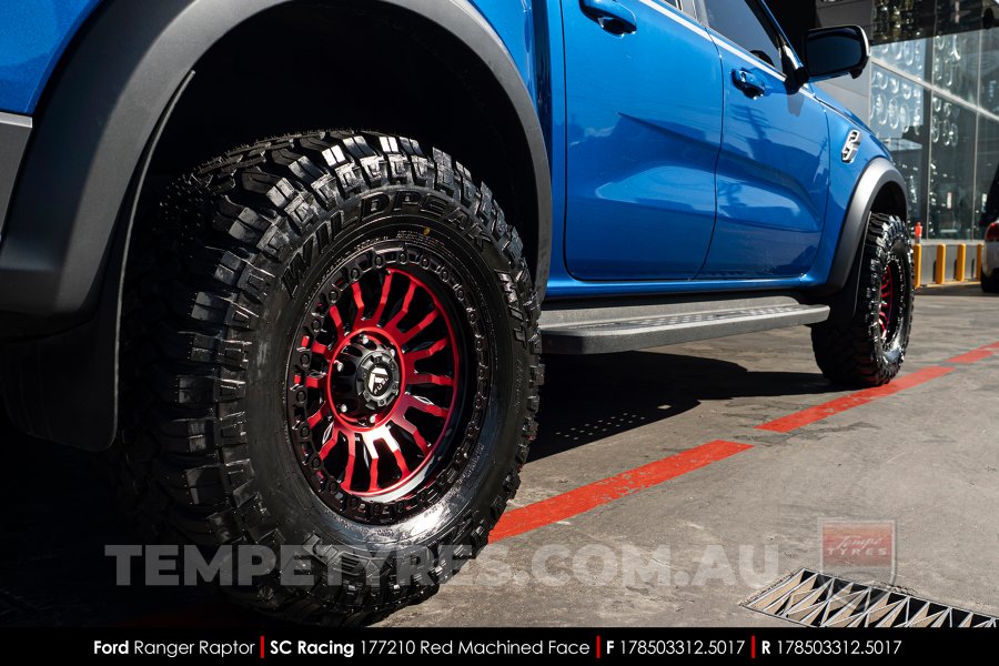17x8.5 SC Racing 177210 Red Machined Face on Ford Ranger Raptor