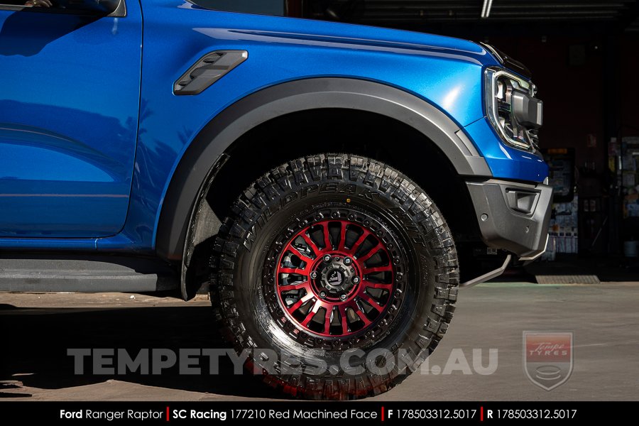 17x8.5 SC Racing 177210 Red Machined Face on Ford Ranger Raptor