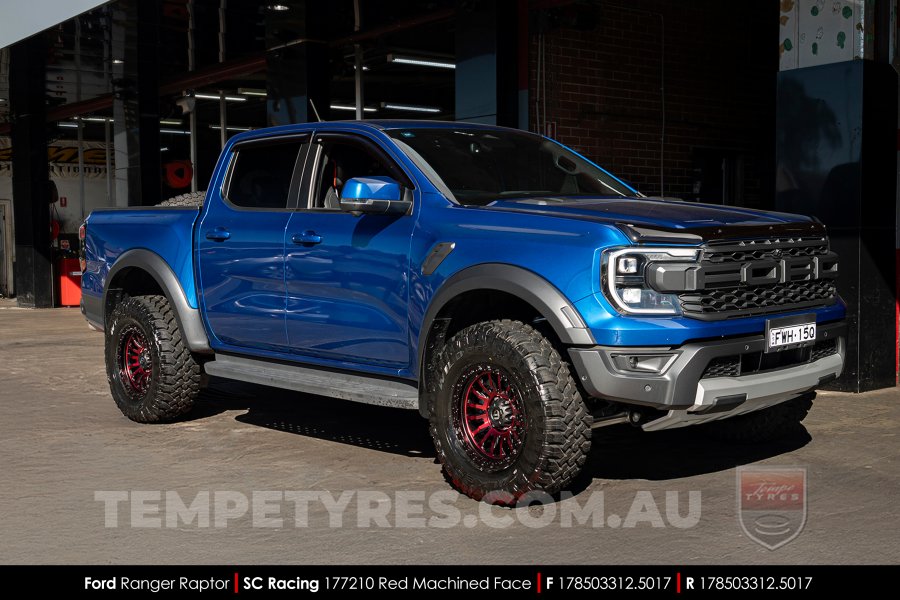 17x8.5 SC Racing 177210 Red Machined Face on Ford Ranger Raptor