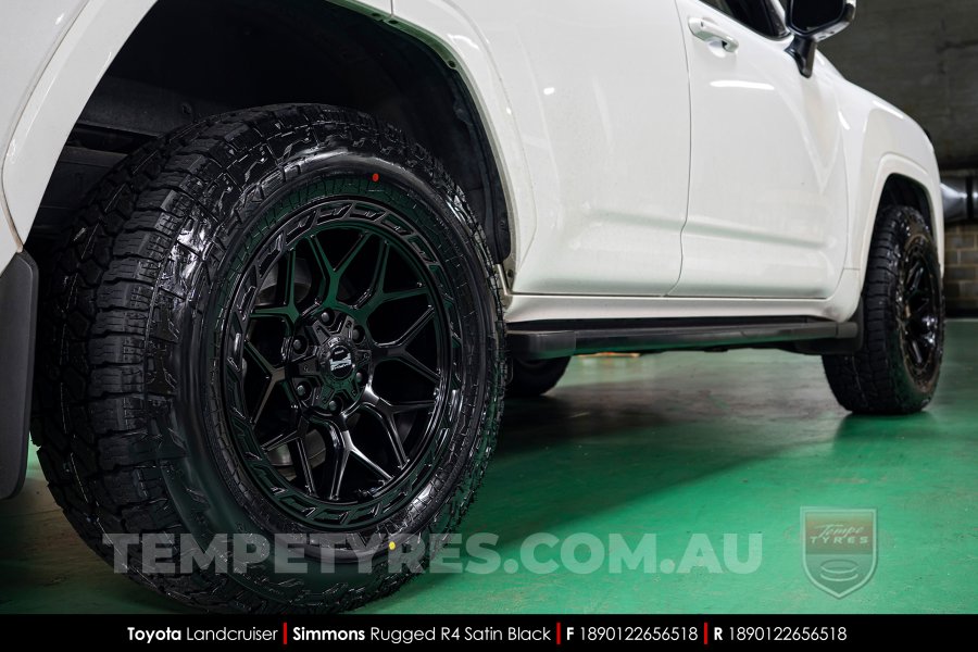 18x9.0 Simmons Rugged R4 Satin Black on Toyota Landcruiser