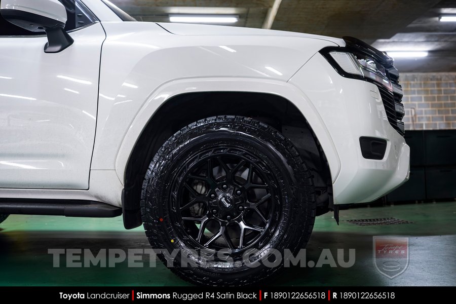 18x9.0 Simmons Rugged R4 Satin Black on Toyota Landcruiser
