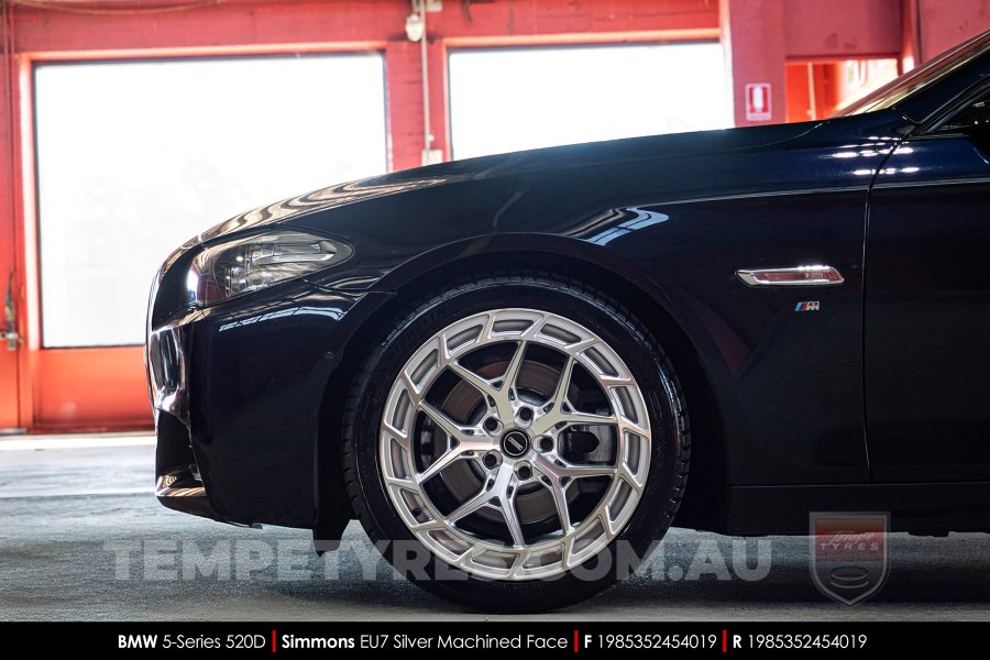 19x8.5 19x9.5 Simmons EU7 Silver Machined Face on BMW 5 Series