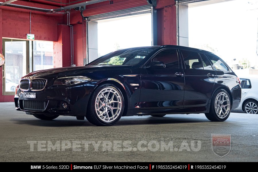 19x8.5 19x9.5 Simmons EU7 Silver Machined Face on BMW 5 Series