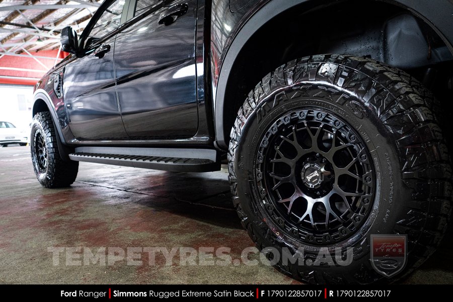 17x9.0 Simmons Rugged Extreme Satin Black on Ford Ranger