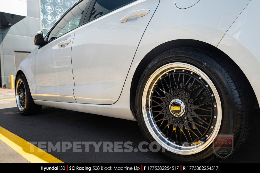 17x7.5 SC Racing 508 Black Machine Lip on Hyundai i30