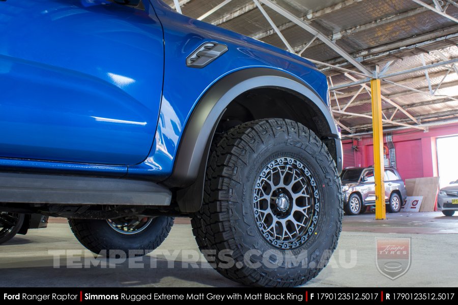 17x9.0 Simmons Rugged Extreme Matt grey on Ford Ranger Raptor
