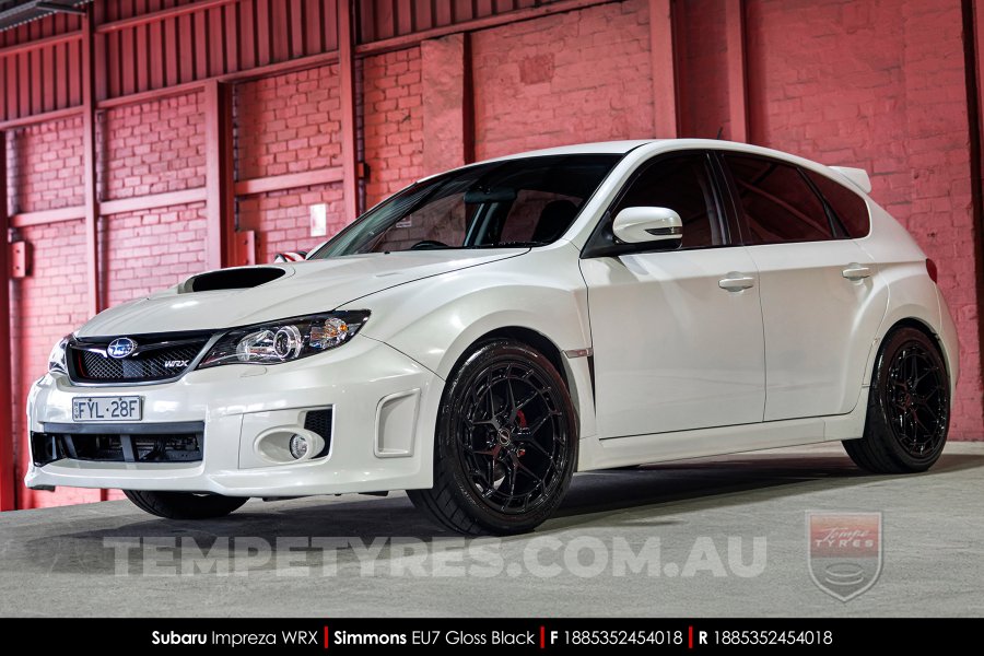 18x8.5 Simmons EU7 Gloss Black on Subaru Impreza