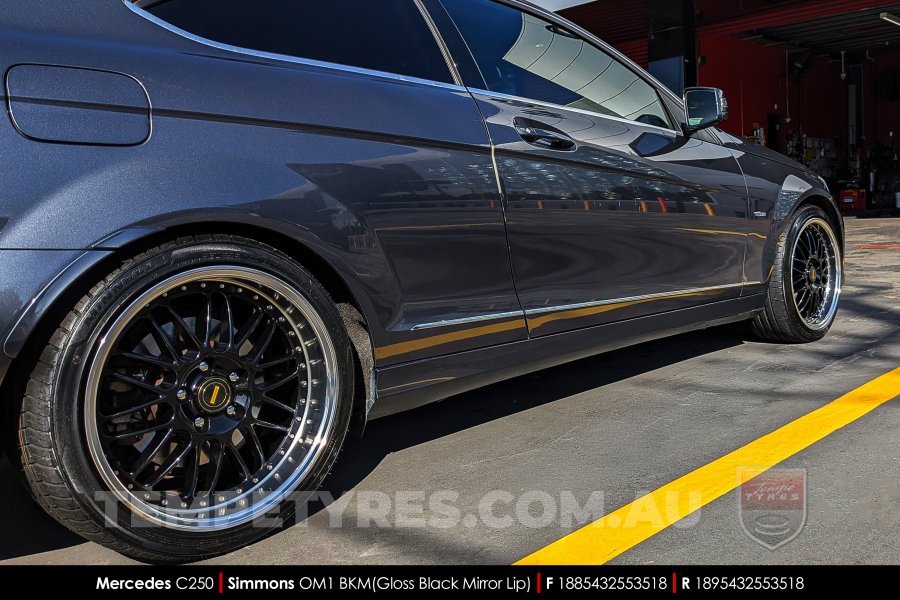18x8.5 18x9.5 Simmons OM-1 Gloss Black on Mercedes C-Class