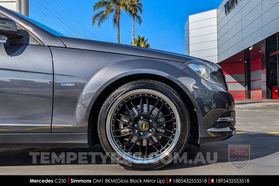18x8.5 18x9.5 Simmons OM-1 Gloss Black on Mercedes C-Class