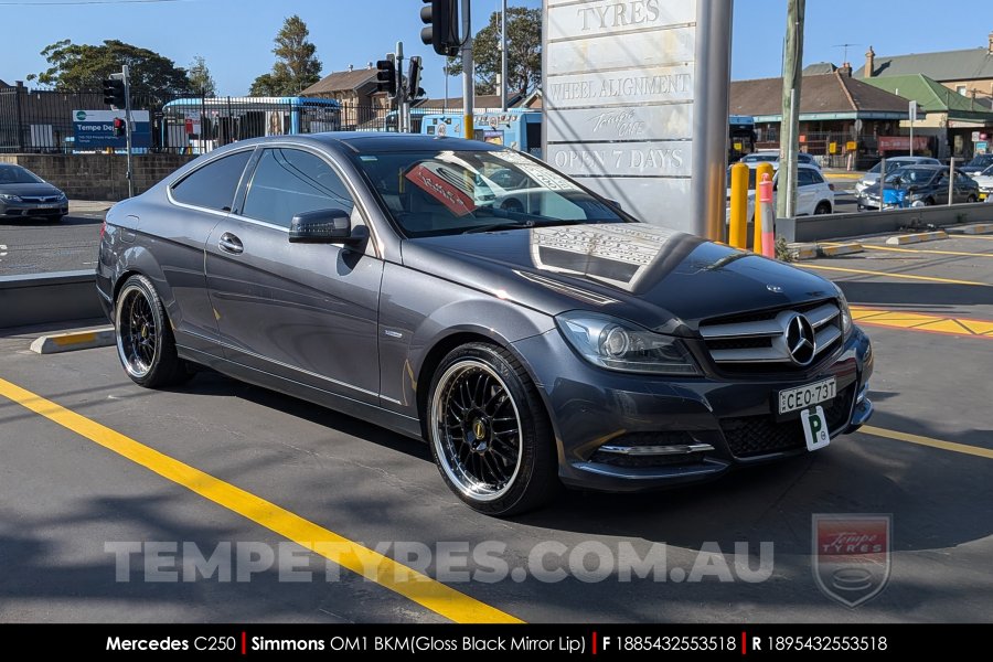 18x8.5 18x9.5 Simmons OM-1 Gloss Black on Mercedes C-Class