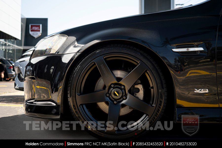 20x8.5 20x10 Simmons FR-C Satin Black NCT on Holden Commodore
