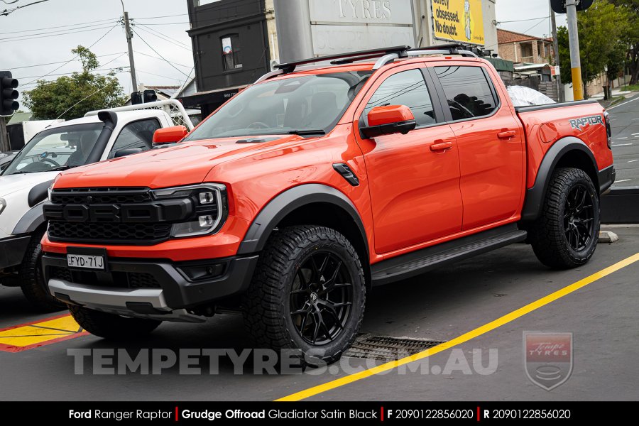 20x9.0 Grudge Offroad Gladiator Satin Black on Ford Ranger Raptor