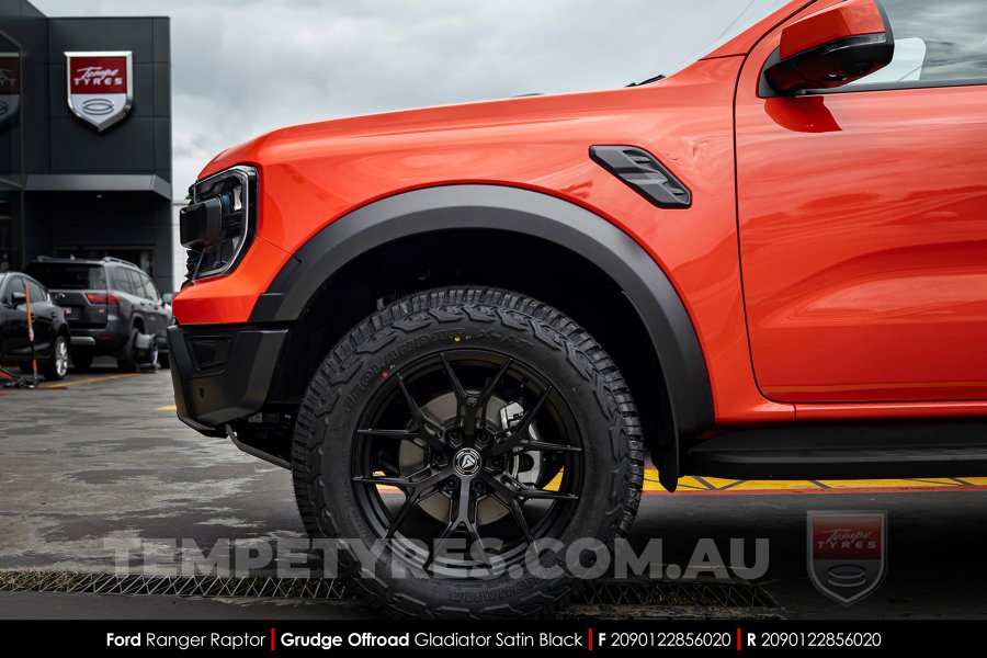 20x9.0 Grudge Offroad Gladiator Satin Black on Ford Ranger Raptor