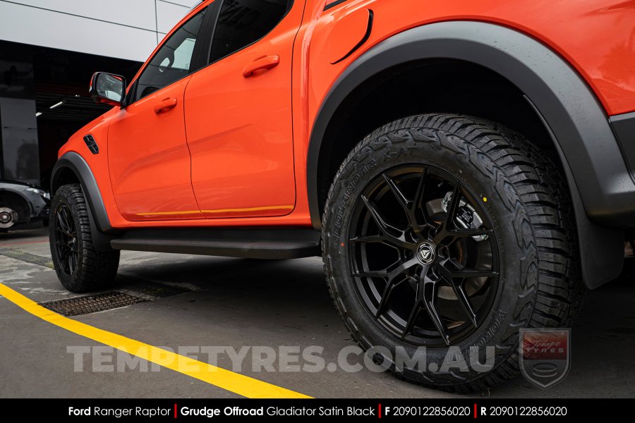 20x9.0 Grudge Offroad Gladiator Satin Black on Ford Ranger Raptor