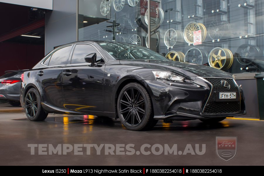 18x8.0 MOZA 913 Nighthawk Satin Black on Lexus IS