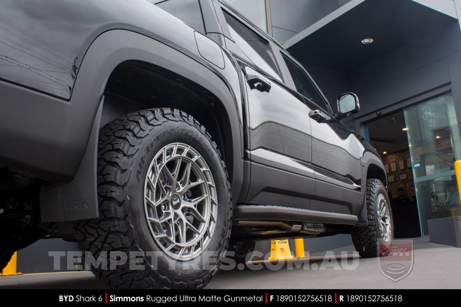 18x9.0 Simmons Rugged Ultra Matte Gunmetal on BYD Shark 6