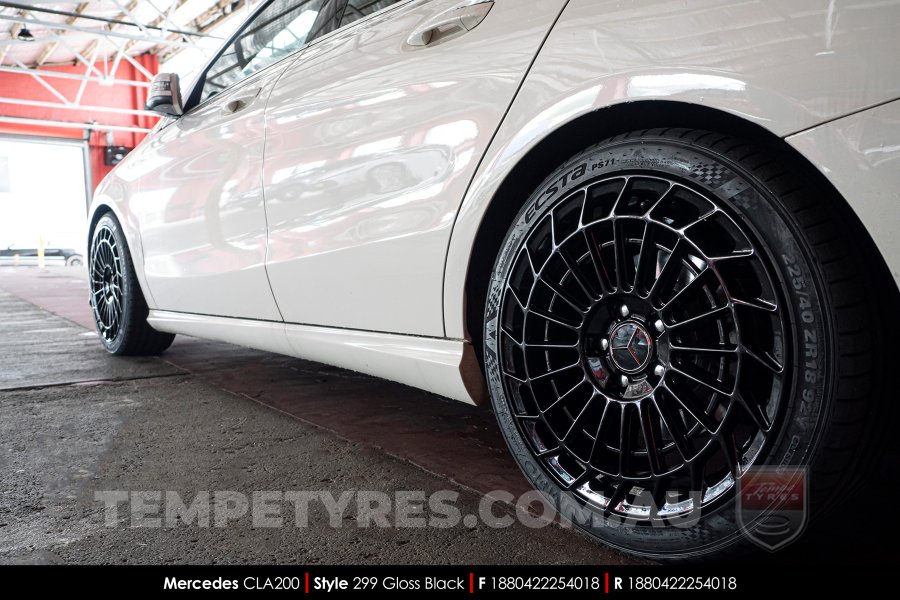 18x8.0 Style 299 Gloss Black on Mercedes CLA-Class