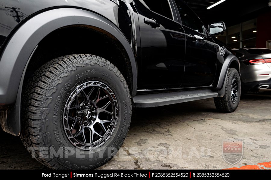 17x8.5 Simmons Rugged R4 Black Tinted on Ford Ranger