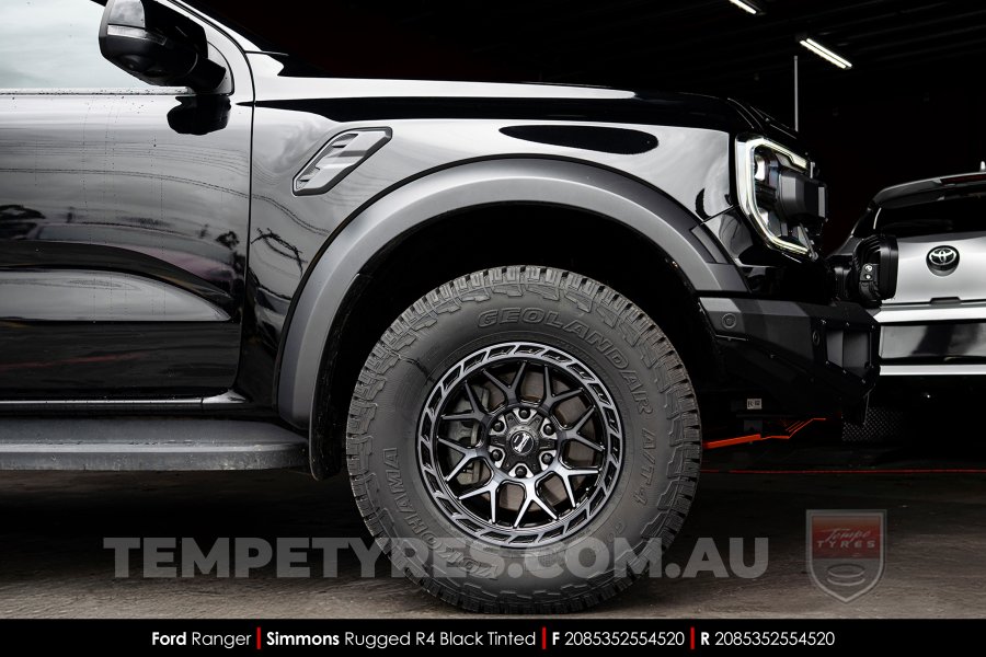 17x8.5 Simmons Rugged R4 Black Tinted on Ford Ranger