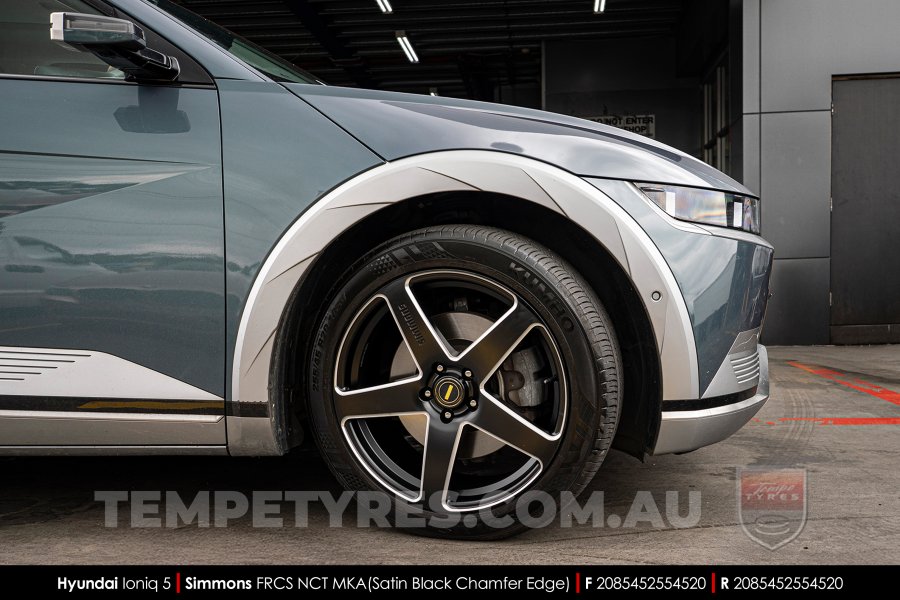 20x8.5 Simmons FR-CS Satin Black Chamfer Edge NCT on Hyundai Ioniq 5