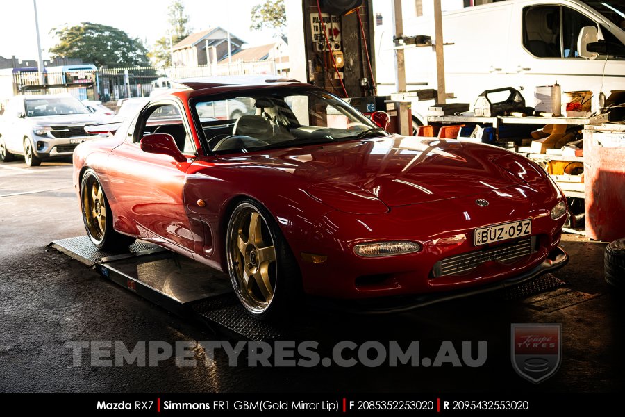 20x8.5 20x9.5 Simmons FR-1 Gold on Mazda RX7