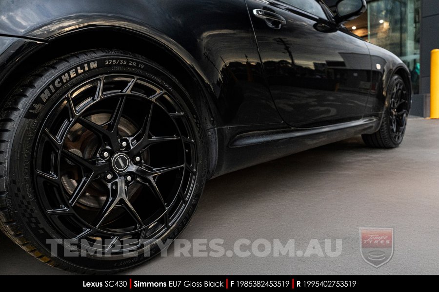 19x8.5 19x9.5 Simmons EU7 Gloss Black on Lexus SC