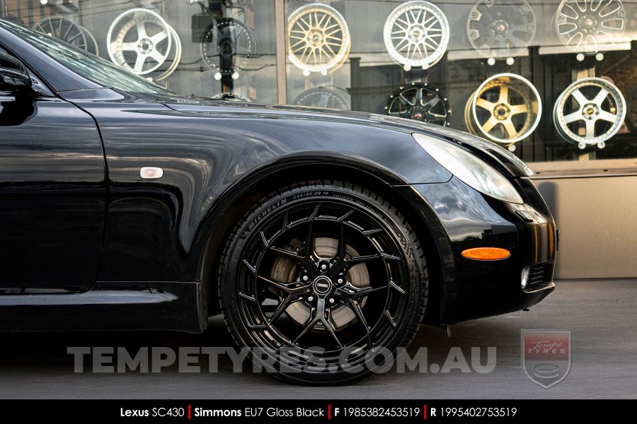 19x8.5 19x9.5 Simmons EU7 Gloss Black on Lexus SC