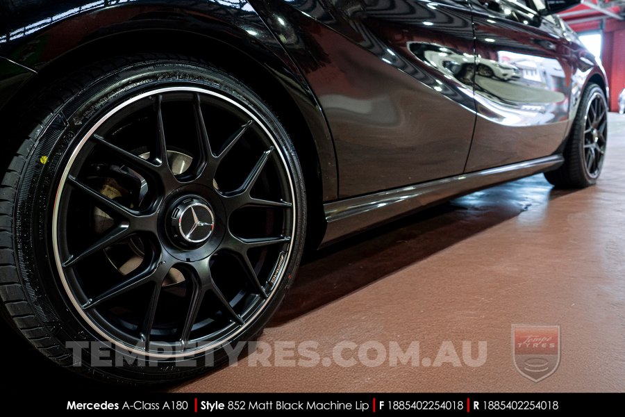 18x8.5 Style 852 Matt Black Machined Lip on Mercedes A-Class