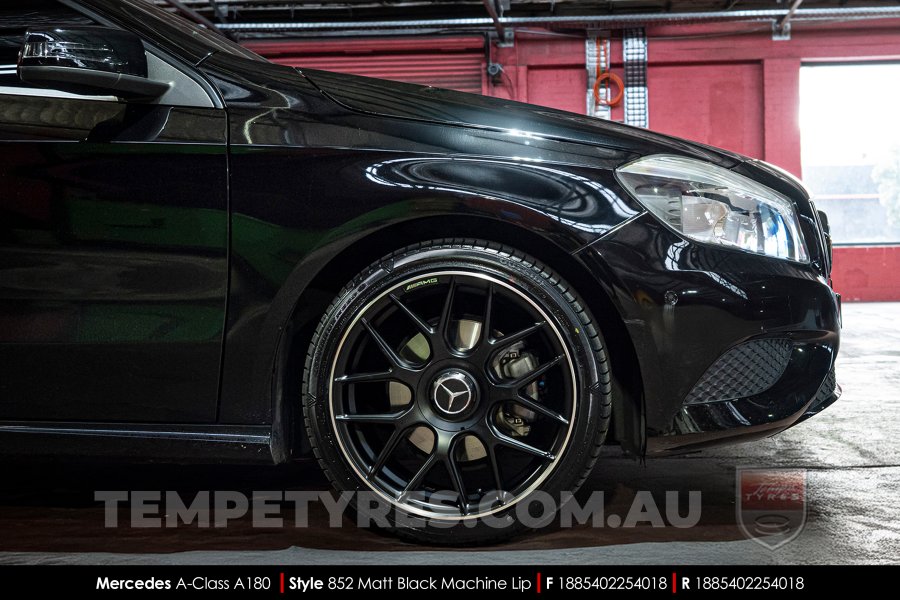 18x8.5 Style 852 Matt Black Machined Lip on Mercedes A-Class