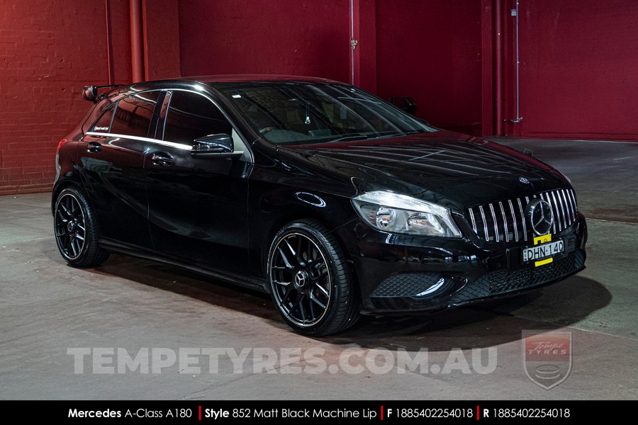 18x8.5 Style 852 Matt Black Machined Lip on Mercedes A-Class
