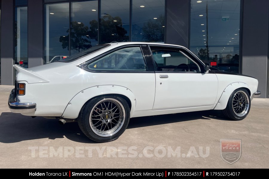 17x8.5 17x9.5 Simmons OM-1 Hyper Dark on Holden Torana