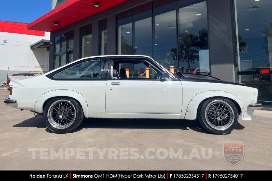 17x8.5 17x9.5 Simmons OM-1 Hyper Dark on Holden Torana