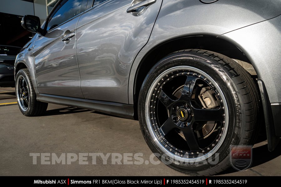 19x8.5 19x9.5 Simmons FR-1 Gloss Black on Mitsubishi ASX